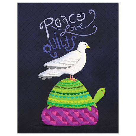 Notecard Peace Love Quilts by Fish Museum