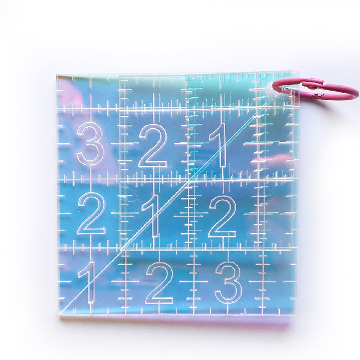 Back of the Mini Squares Ruler Set Iridescent by Feral Notions