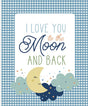 Love You to the Moon 35 1/2" x 43 1/2" Panel Blue Quilt Fabric - Riley Blake Designs - Echo Park