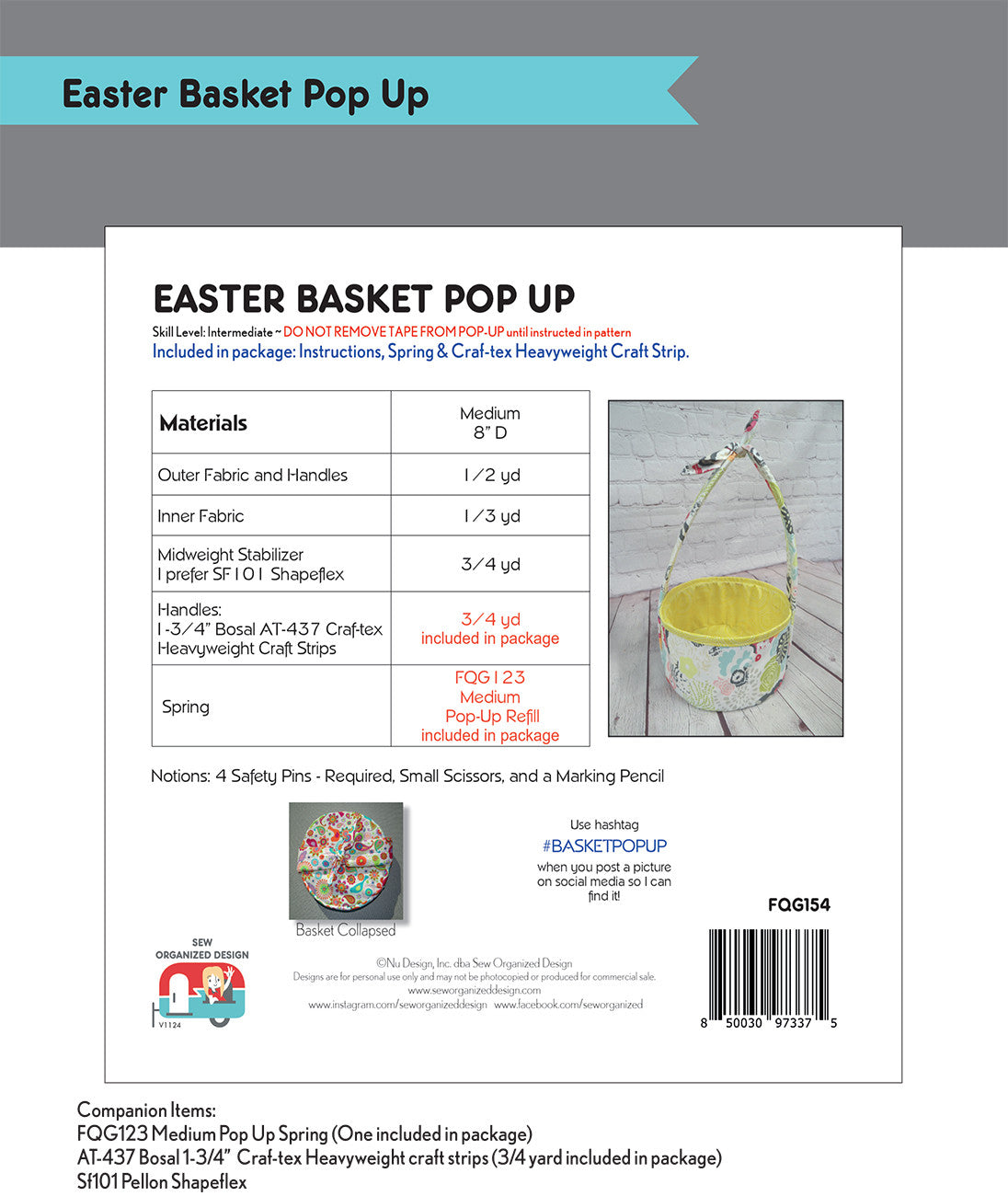 Back of the Easter Basket Pop Up by Sew Organized Designs