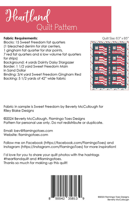 Back fo the Heartland Quilt Pattern by Flamingo Toes