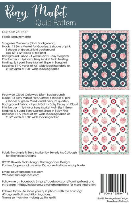 Back of the Berry Market Quilt Pattern by Flamingo Toes