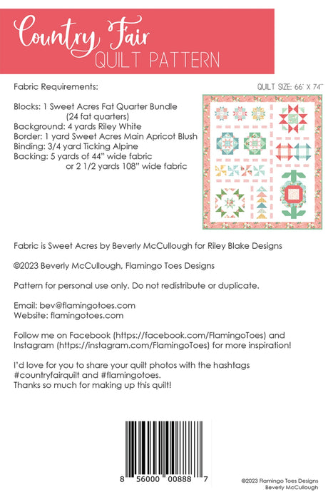 Back of the Country Fair Quilt Pattern by Flamingo Toes