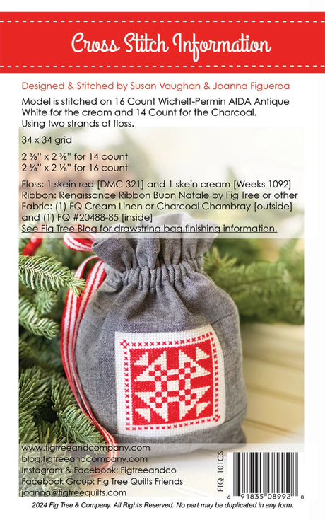 Back of the Christmas Piazza Cross Stitch by Fig Tree Quilts