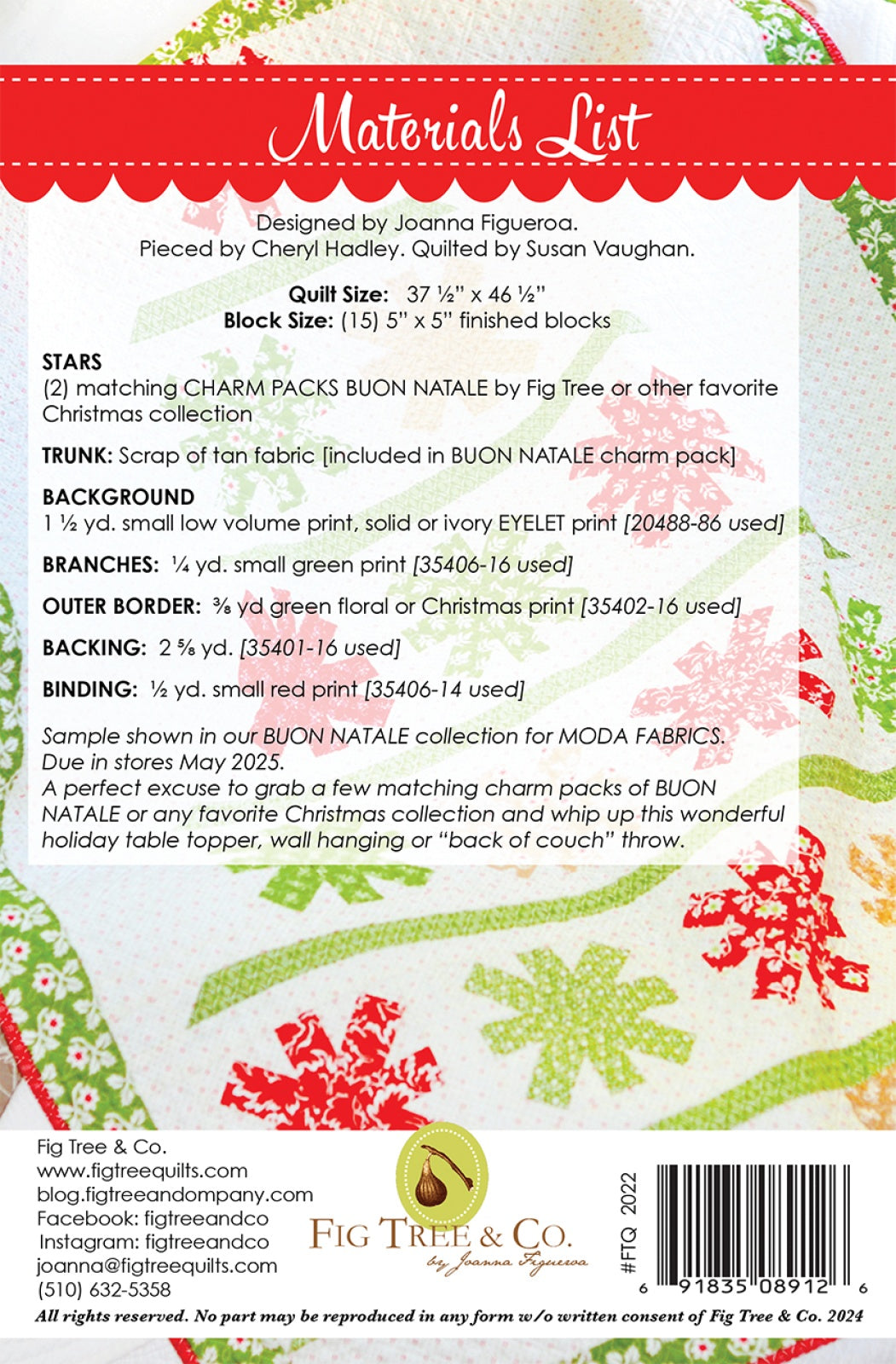 Back of the Starry Pines Quilt Pattern by Fig Tree Quilts