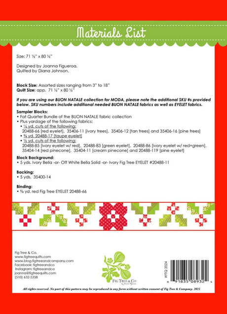 Back of the Twas the Night Before Christmas BOM Sampler by Fig Tree Quilts