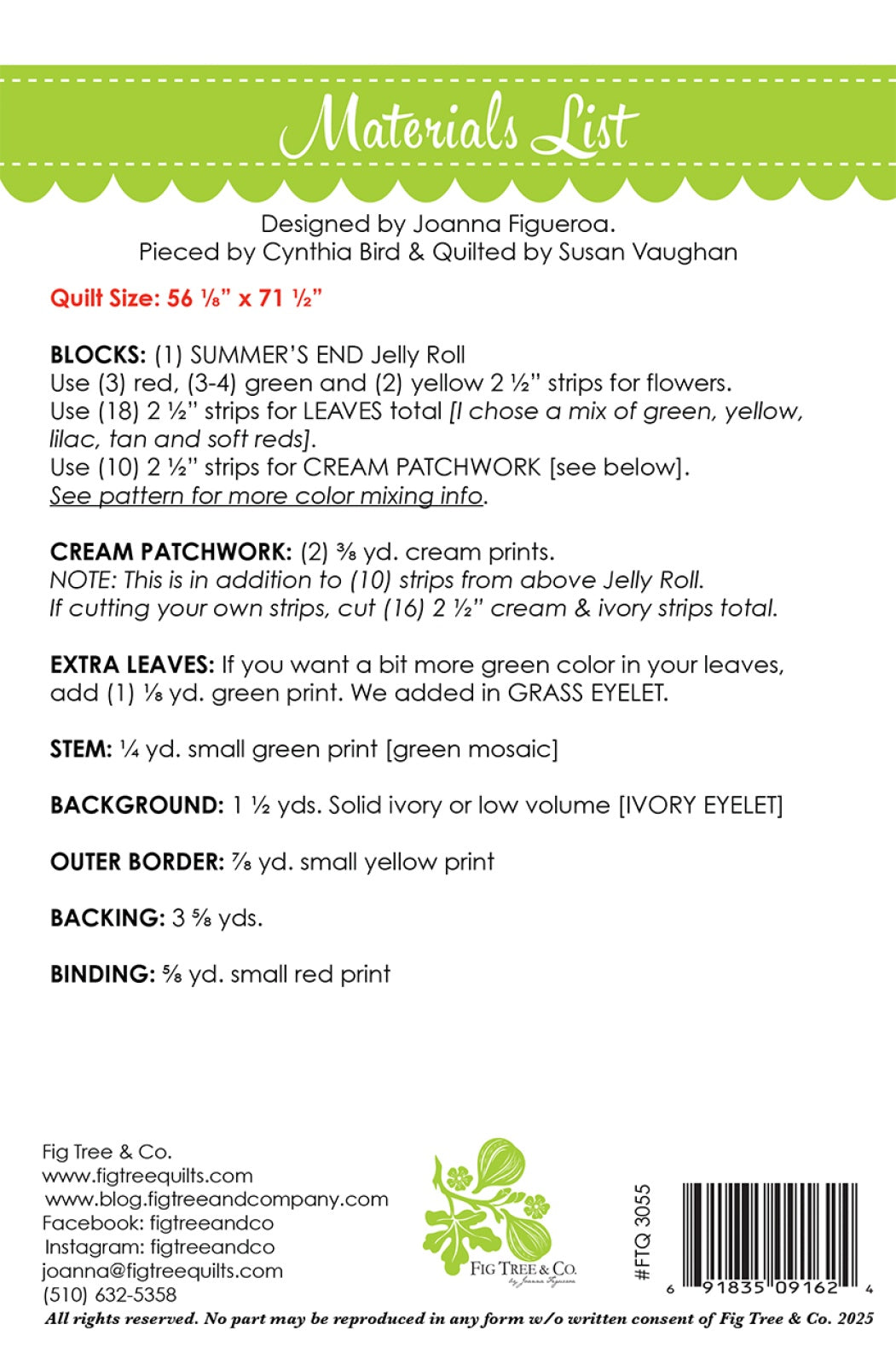 Back of the Maisy Daisies Quilt Pattern by Fig Tree Quilts