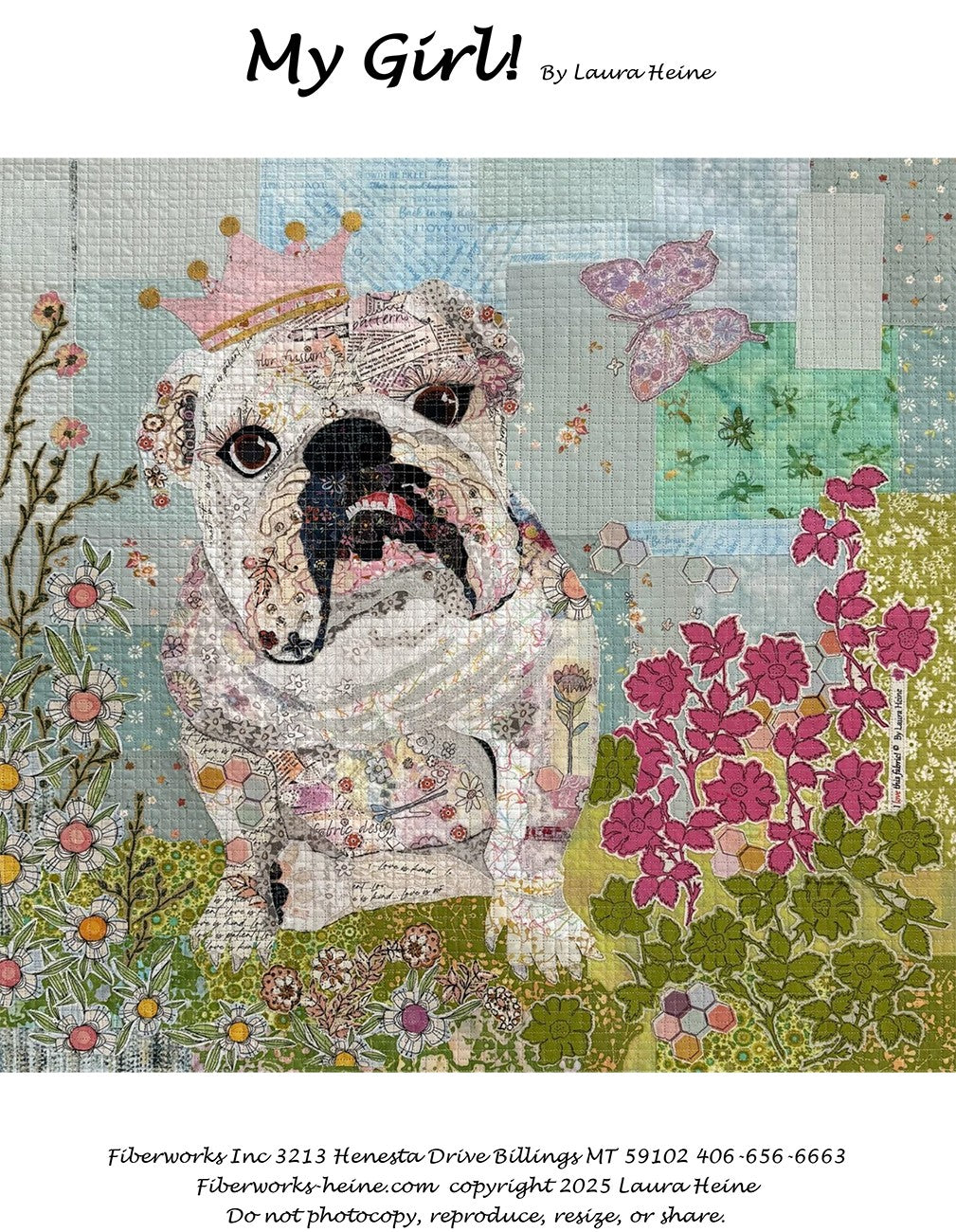 My Girl Bulldog Collage Pattern by Fiberworks Inc