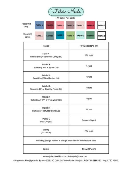 Back of the Spearmint Spruce Downloadable Pattern by A Quilted Jewel