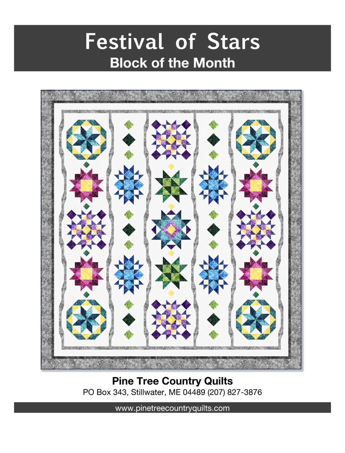 Festival of Stars Block of the Month Downloadable Pattern by Pine Tree Country Quilts
