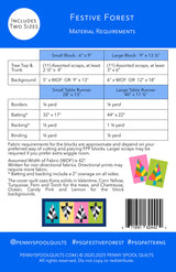Back of the Festive Forest Downloadable Pattern by Penny Spool Quilts Pattern