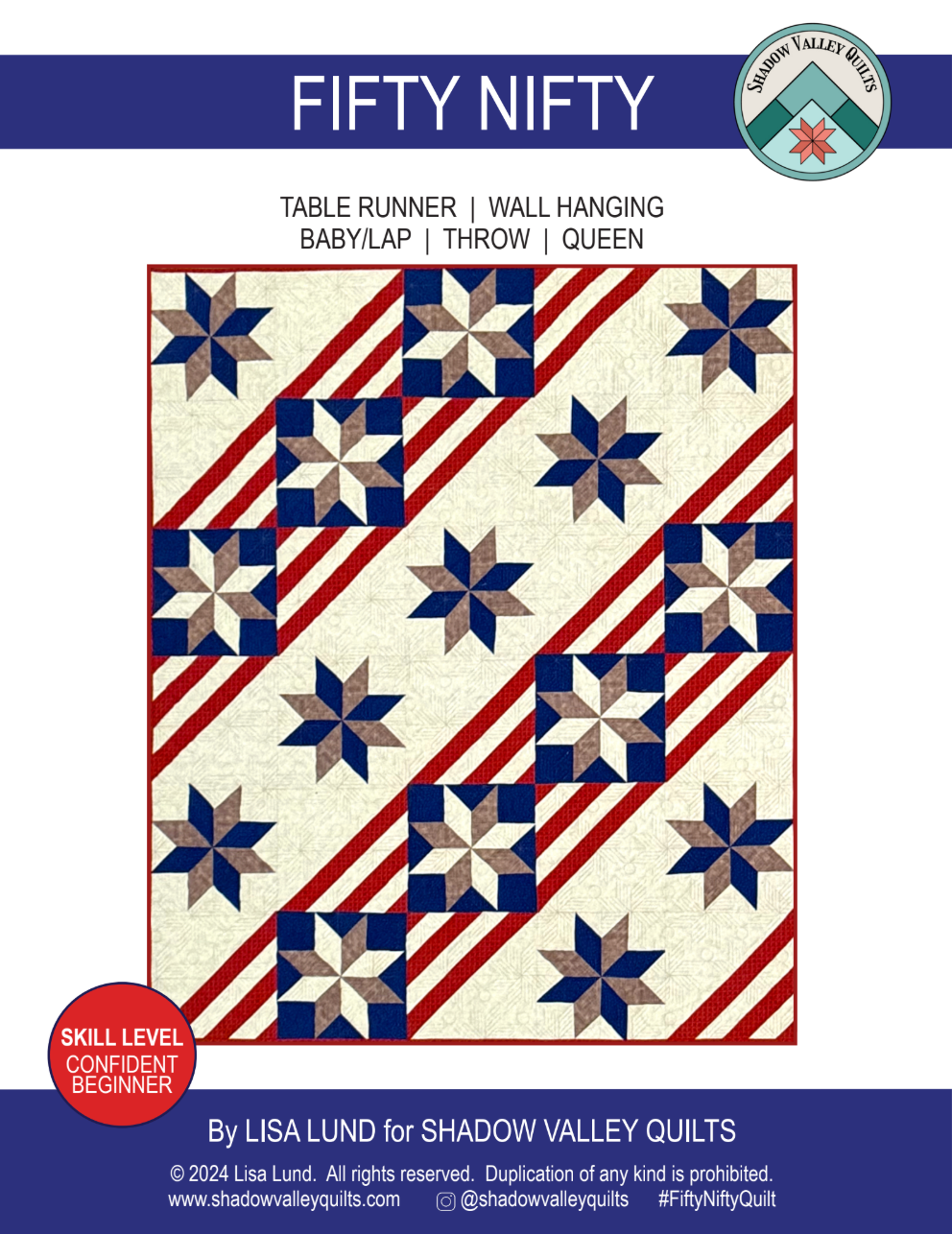 Fifty Nifty Downloadable Pattern by Shadow Valley Quilts 