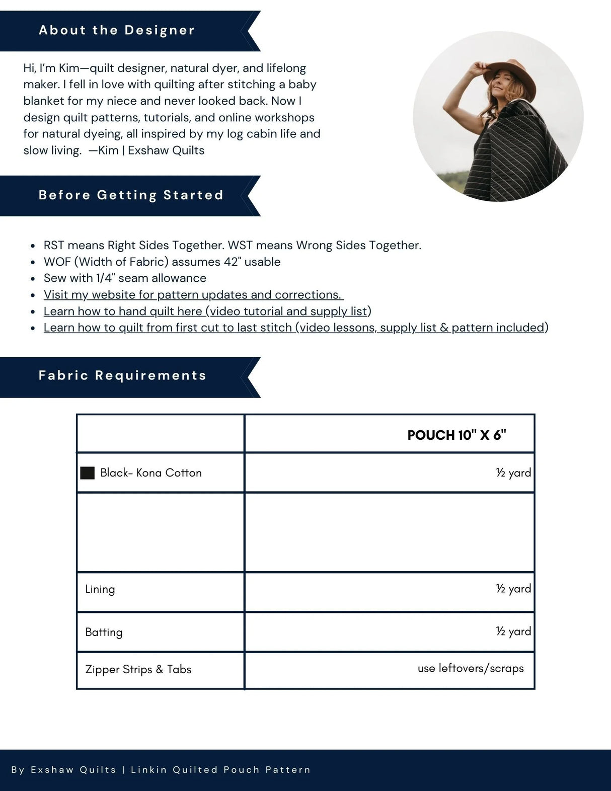 Back of the Linkin Pouch Downloadable Pattern by Exshaw Quilts