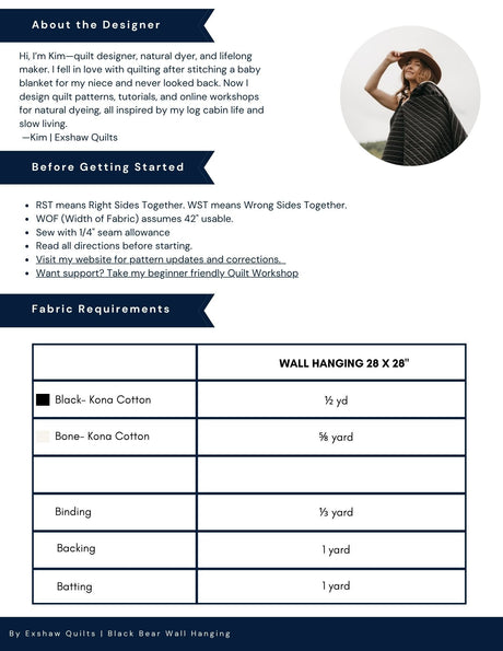 Back of the Black Bear Downloadable Pattern by Exshaw Quilts