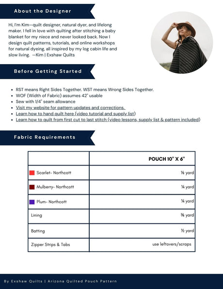 Back of the Arizona Pouch Downloadable Pattern by Exshaw Quilts