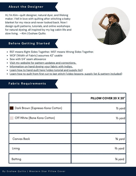 Back of the Western Star Downloadable Pattern by Exshaw Quilts