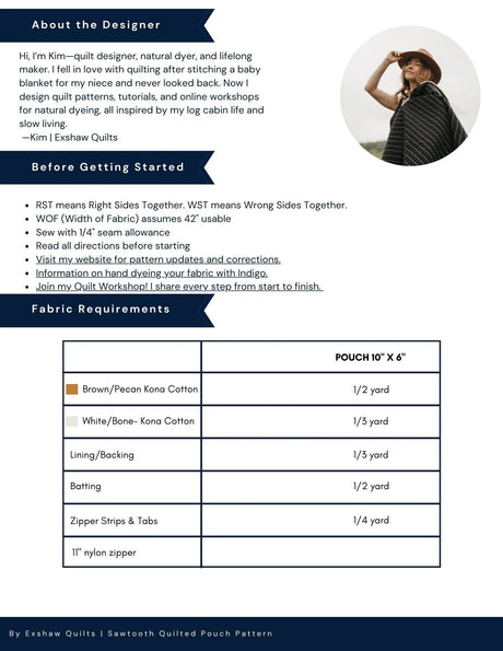 Back of the Sawtooth Pouch Downloadable Pattern by Exshaw Quilts