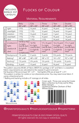 Back of the Flocks of Colour Downloadable Pattern by Penny Spool Quilts Pattern