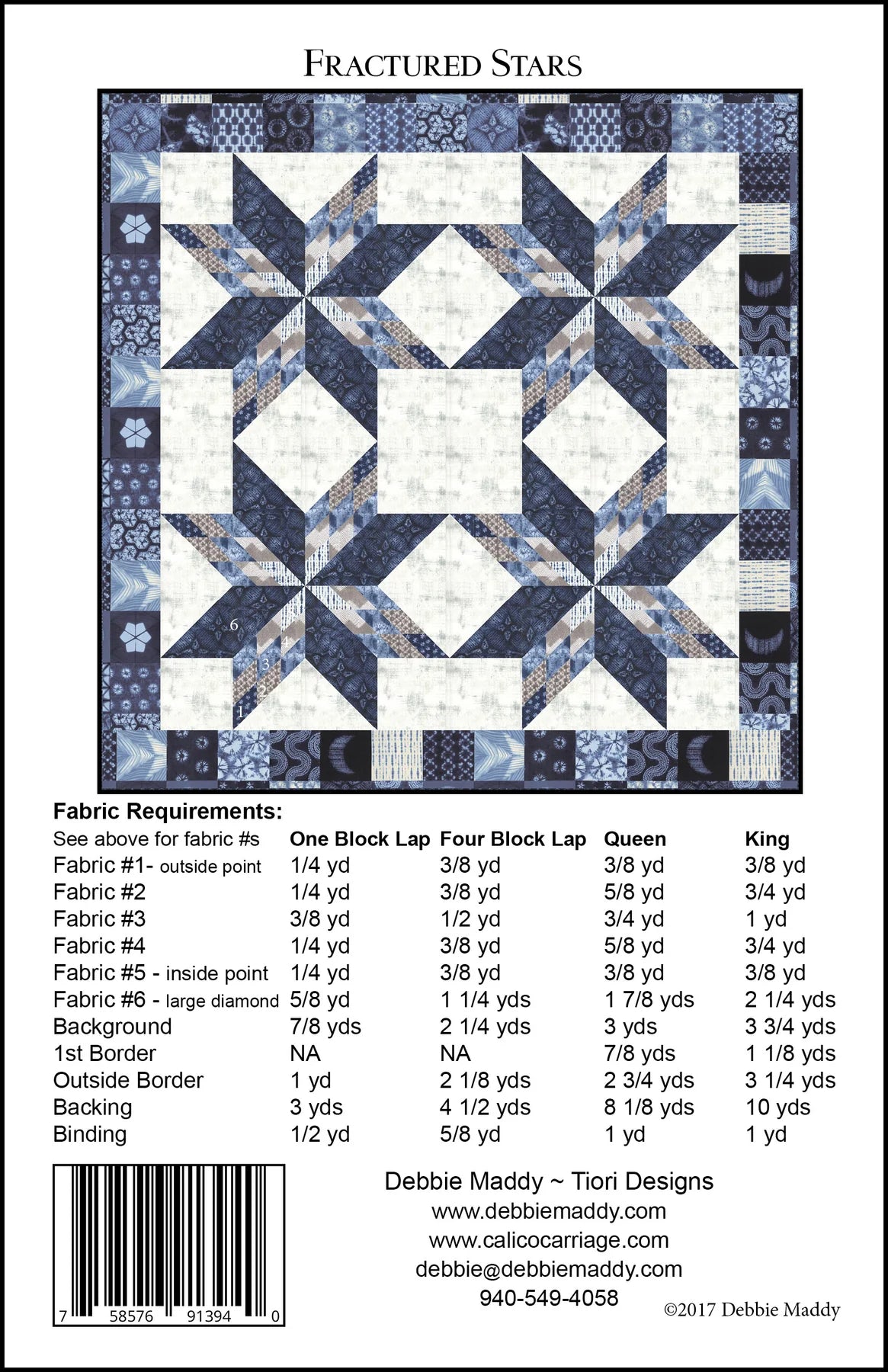Back of the Fractured Star Quilt Pattern by Calico Carriage