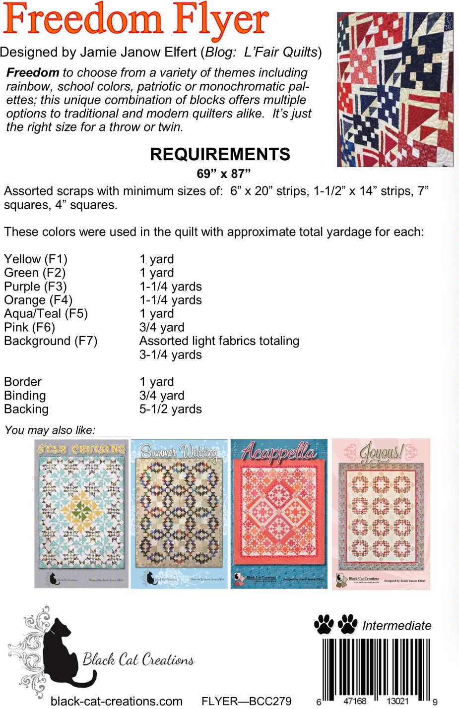 Back of the Freedom Flyer Downloadable Pattern by Black Cat Creations