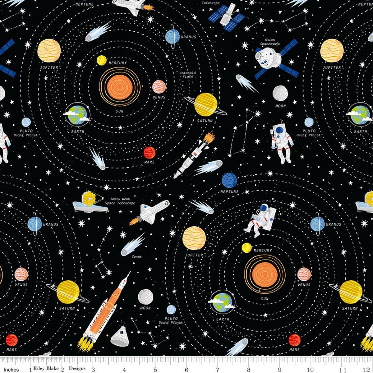 Reach for the Stars with NASA Galaxy Black Glow in the Dark Quilt Fabr ...