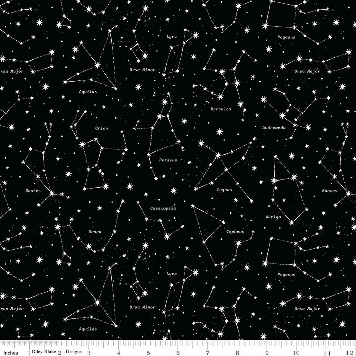 Reach for the Stars with NASA Constellations Black Glow in the Dark Quilt Fabric by Riley Cloward