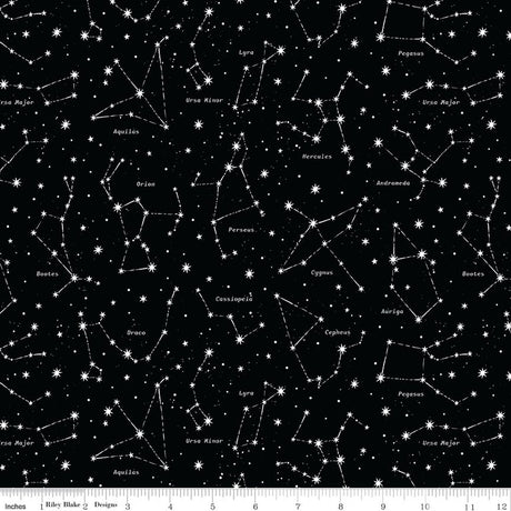 Reach for the Stars with NASA Constellations Black Glow in the Dark Quilt Fabric by Riley Cloward