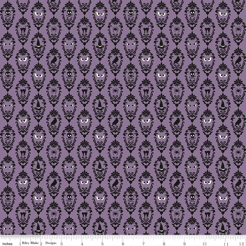 Cobweb Cottage Damask Purple Glow in the Dark Quilt Fabric by Cobweb Cottage — Melissa Mortenson