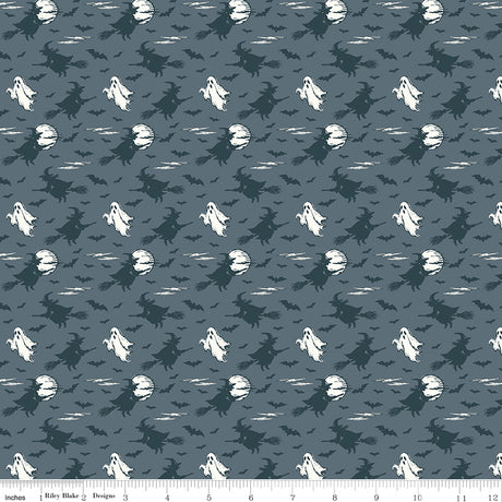 Cobweb Cottage Halloween Skies Thunder Glow in the Dark Quilt Fabric - Riley Blake Designs - Melissa Mortenson