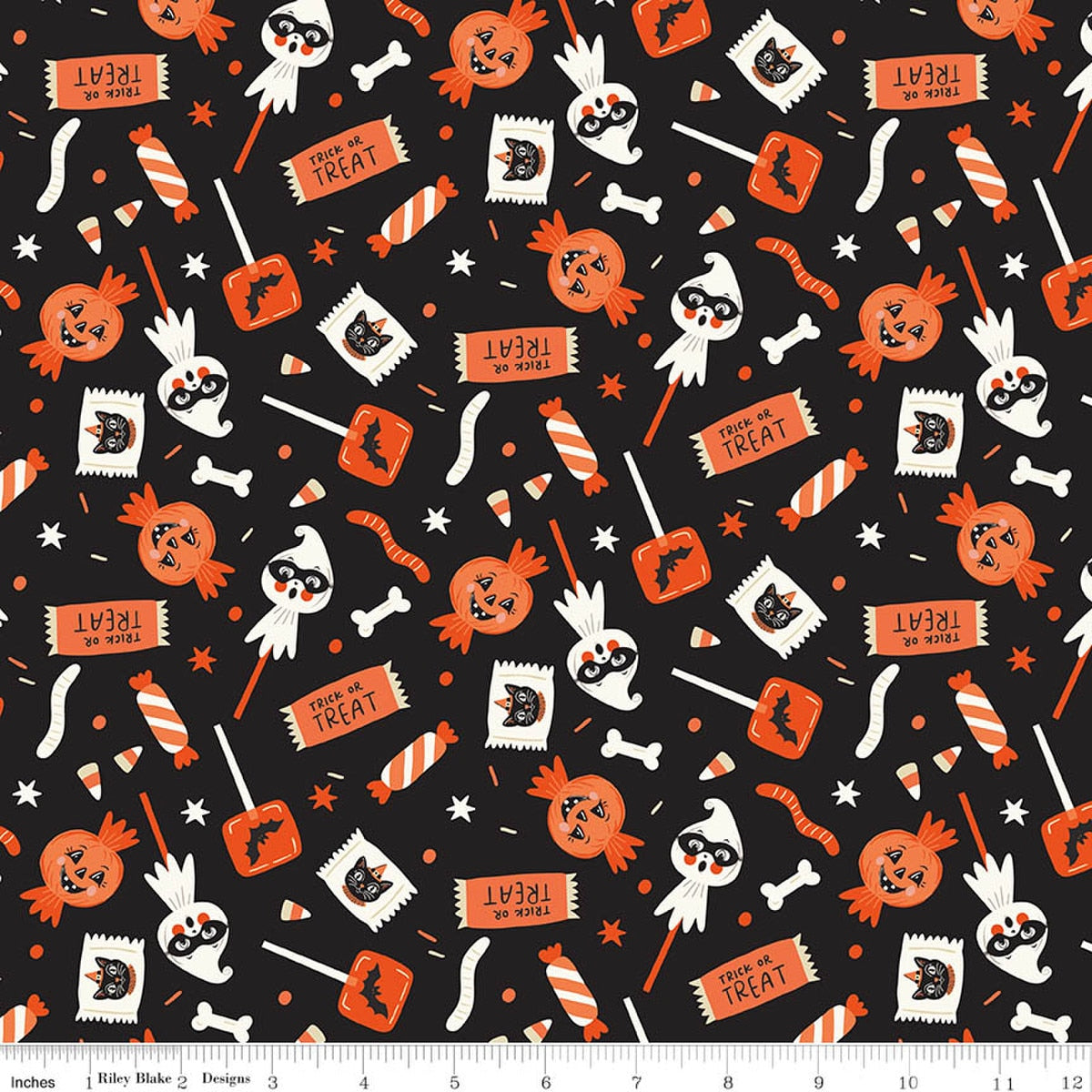 Vintage Boo Main Candy Black Glow in the Dark Quilt Fabric by Vintage Boo — My Minds Eye