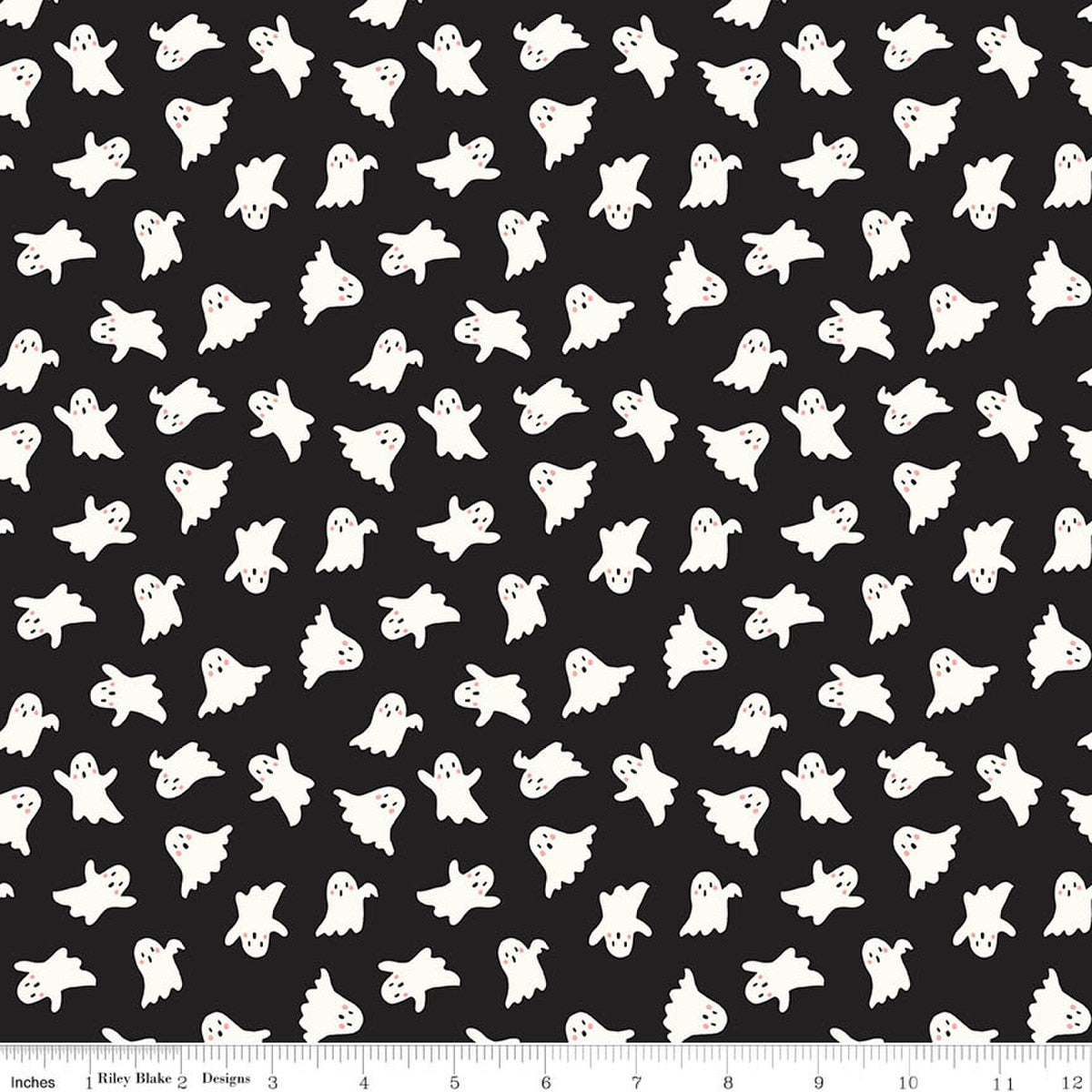 Vintage Boo Ghosts Black Glow in the Dark Quilt Fabric by Vintage Boo — My Minds Eye