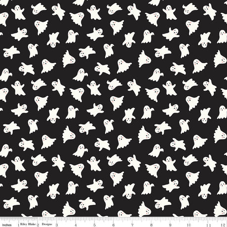 Vintage Boo Ghosts Black Glow in the Dark Quilt Fabric - Riley Blake Designs - My Minds Eye