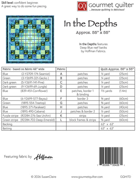 Back of the In The Depths Quilt Pattern by Gourmet Quilter
