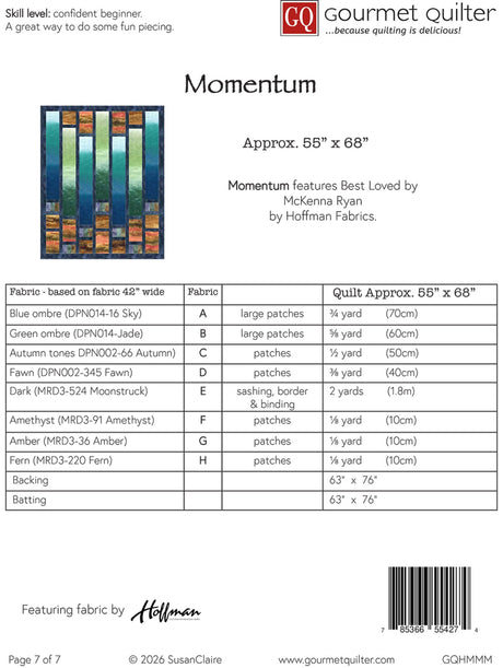 Back of the Momentum Quilt Pattern by Gourmet Quilter