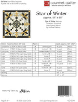 Back of the Star of Winter Quilt Pattern by Gourmet Quilter