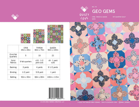 Geo Gems Quilt Pattern by Quilty Love