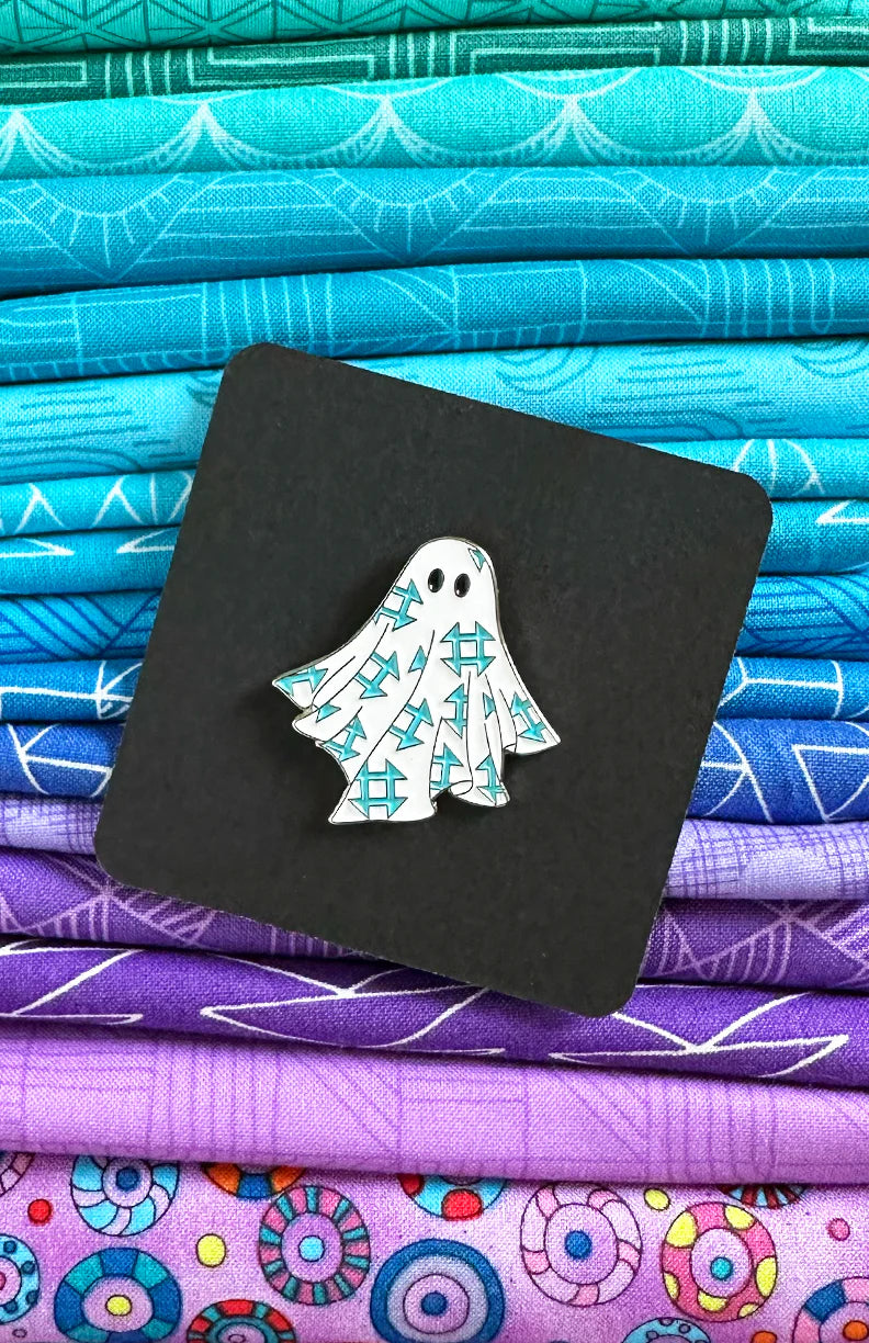 Quilt Ghost Enamel Pin by Sassafras Lane Designs