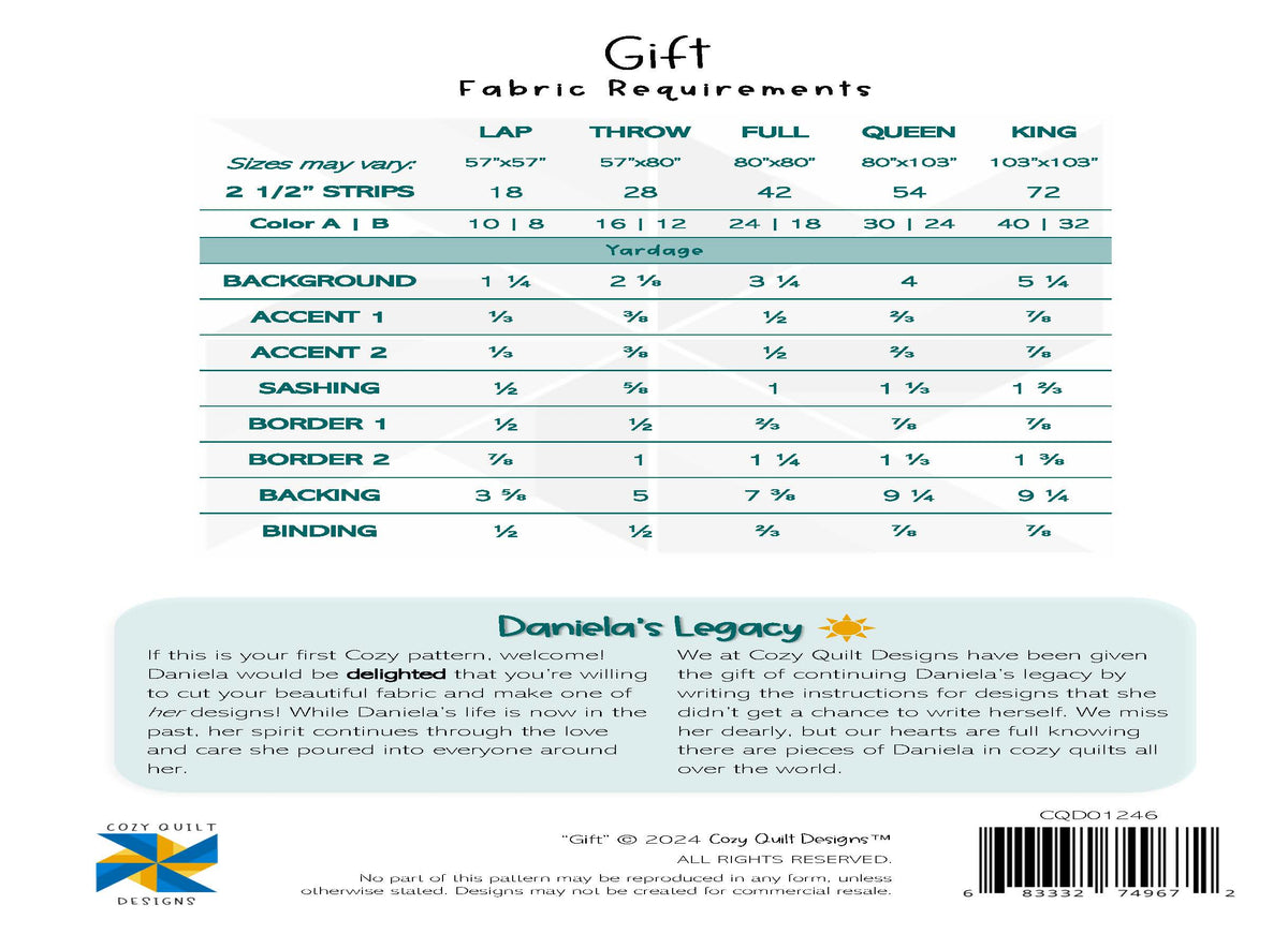 Back of the Gift Downloadable Pattern by Cozy Quilt Designs