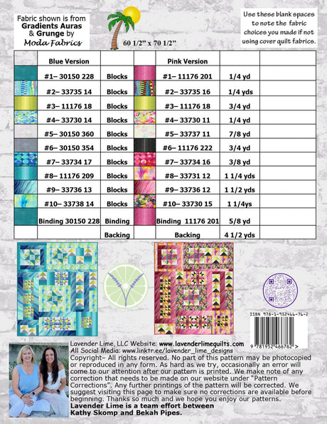 Back of the Island Time Downloadable Pattern by Lavender Lime Quilting