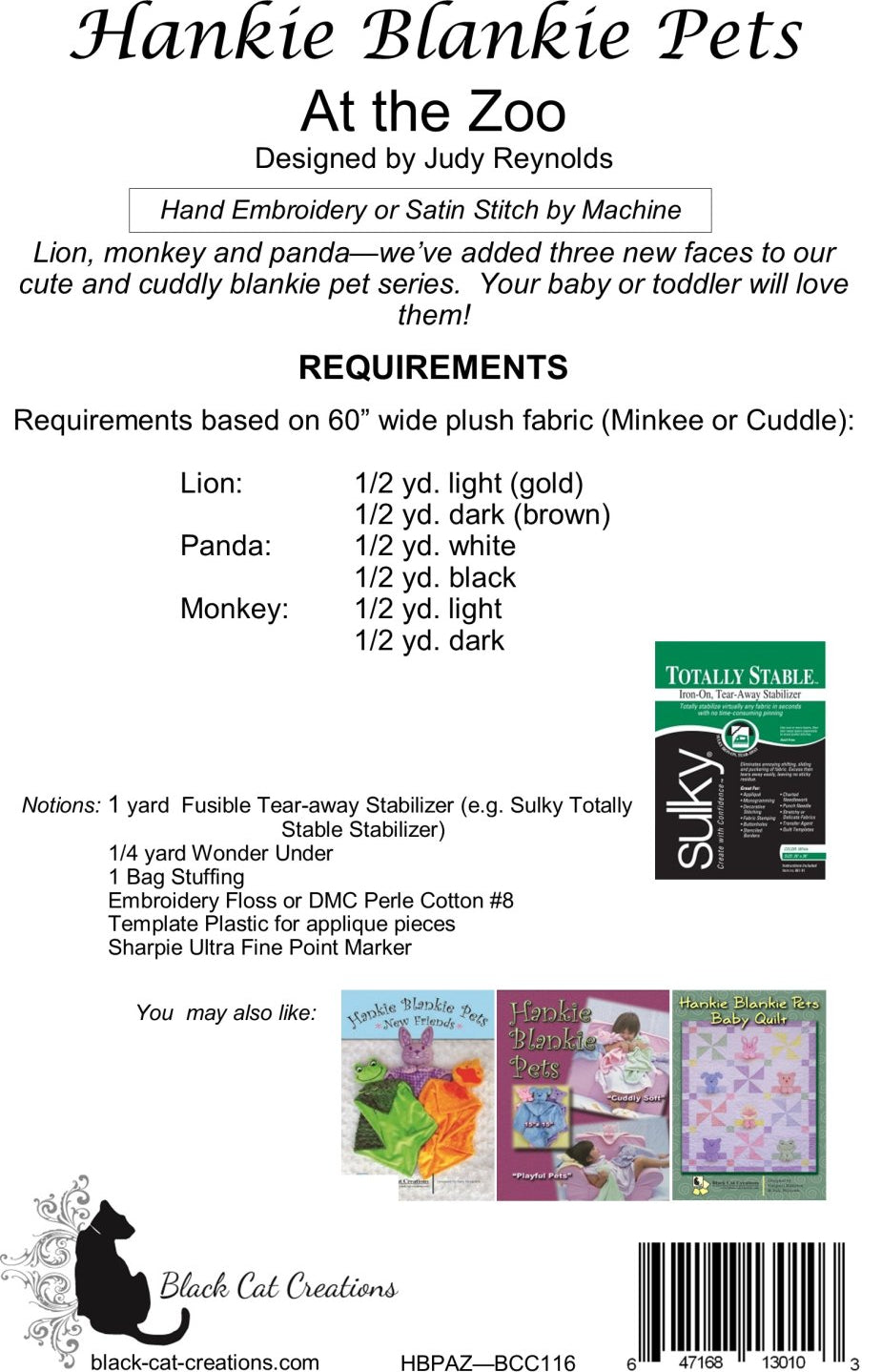 Back of the Hankie Blankie Pets At the Zoo Downloadable Pattern by Black Cat Creations