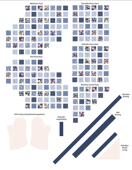 Twilight on the Prairie 56" x 72" Oven Mitt Potholder Duo Panel Navy Quilt Fabric