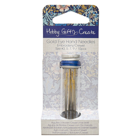 Back of the Assorted Gold Eye Embroidery Needles 10ct by Hobby Gift USA