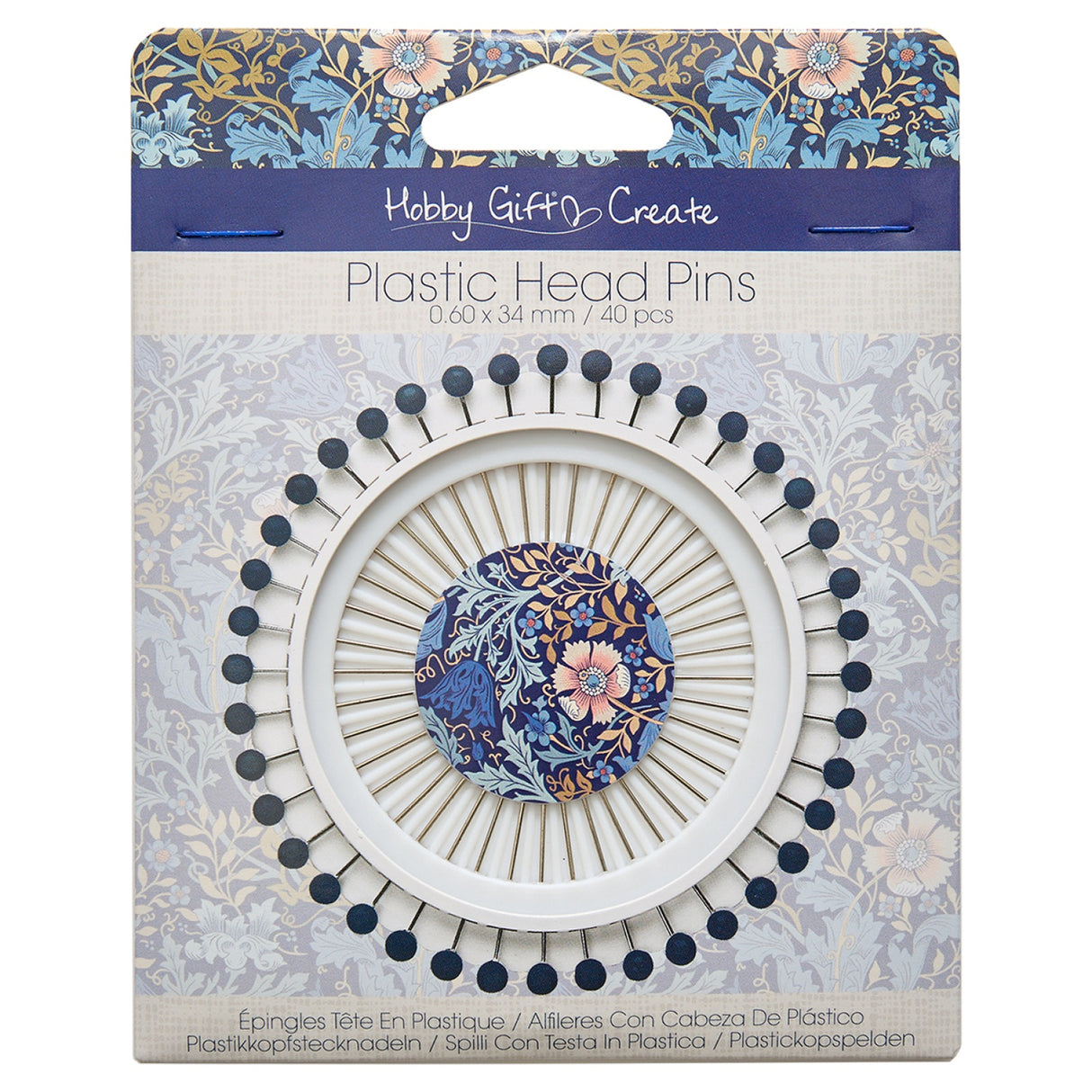 Back of the Plastic Head Pins on Wheel Blue 40ct by Hobby Gift USA