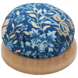 Fabric Pincushion with Wood Base Blue Floral by Hobby Gift USA