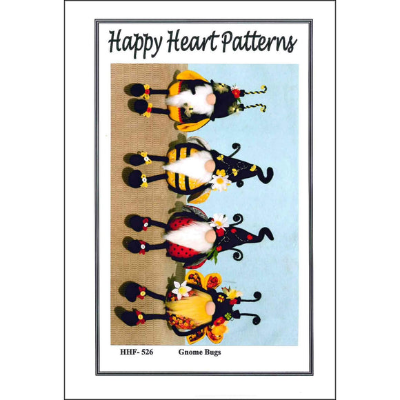 Happy Heart Patterns Gnome Bugs with four shown