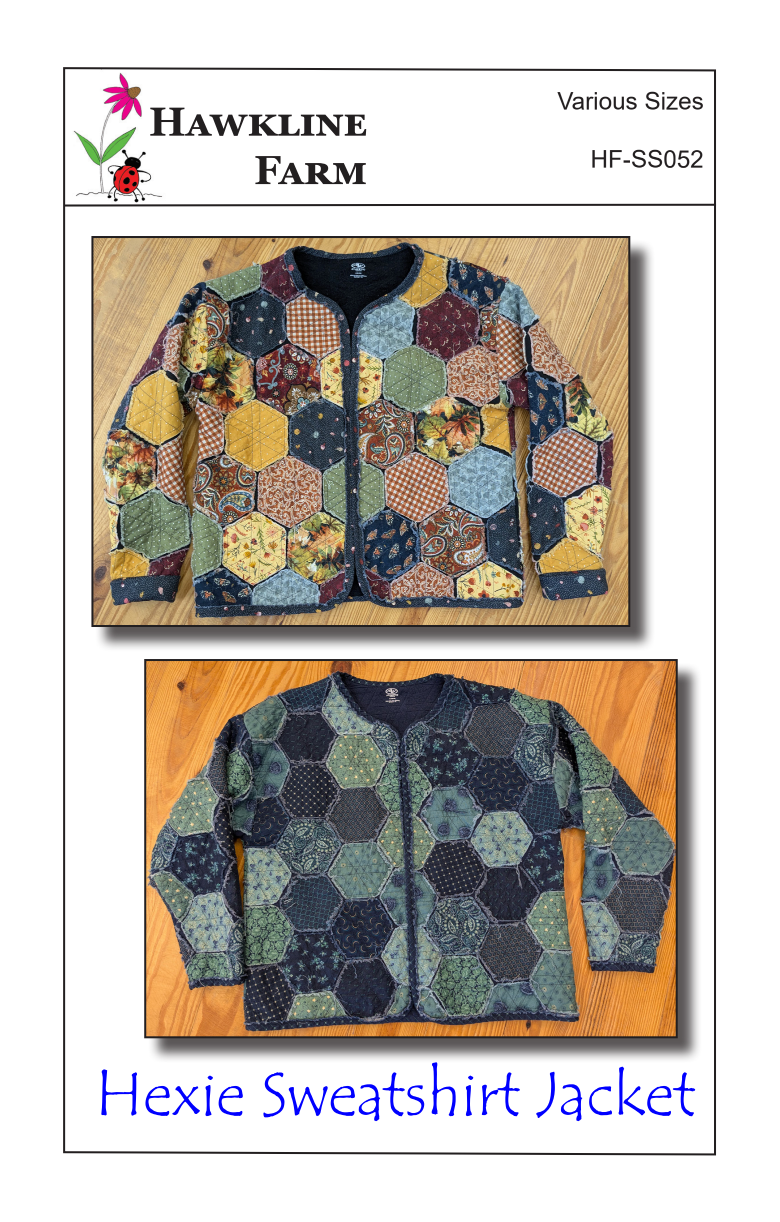 Hexie Sweatshirt Jacket Downloadable Pattern by Hawkline Farm Mary McRae