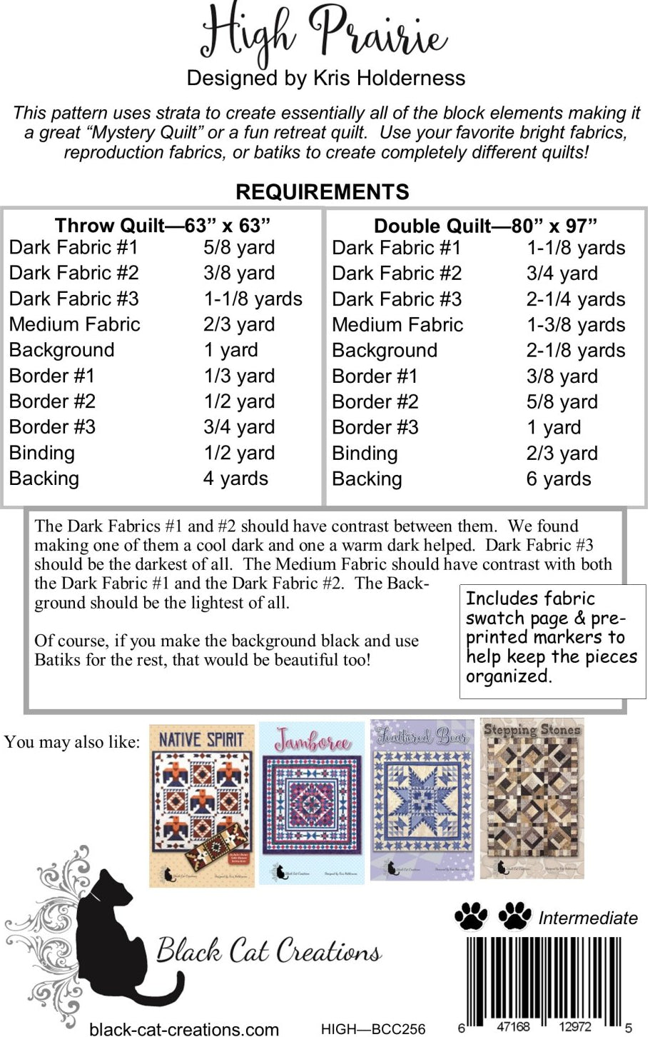 Back of the High Prairie Downloadable Pattern by Black Cat Creations