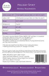 Back of the Holiday Spirit Downloadable Pattern by Penny Spool Quilts Pattern