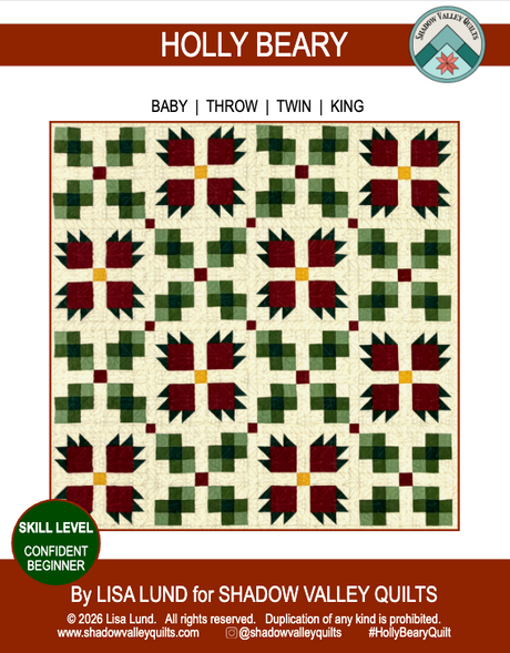 Holly Beary Downloadable Pattern by Shadow Valley Quilts