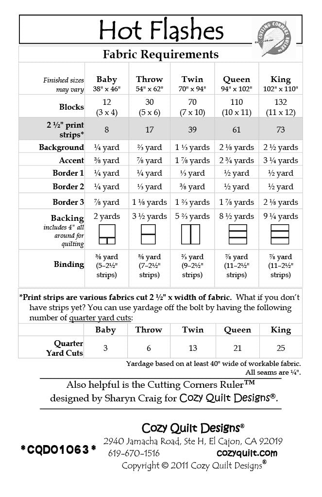 Back of the Hot Flashes Downloadable Pattern by Cozy Quilt Designs